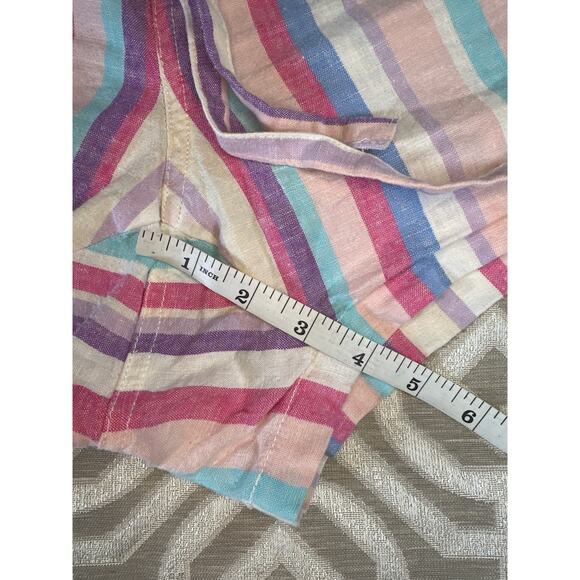 Torrid Plus 16‎ Linen Shorts Purple Pink Stripe Tie Waist Stretch Pockets - Picture 7 of 7